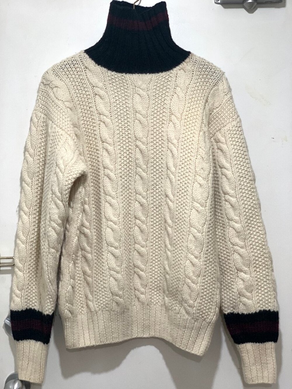 VINTAGE POLO BY RALPH LAUREN TURTLENECK HAND KNIT CABLE WOOL SWEATERS SIZE L